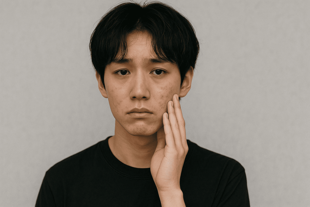 肌をケアしないで乾燥している男性