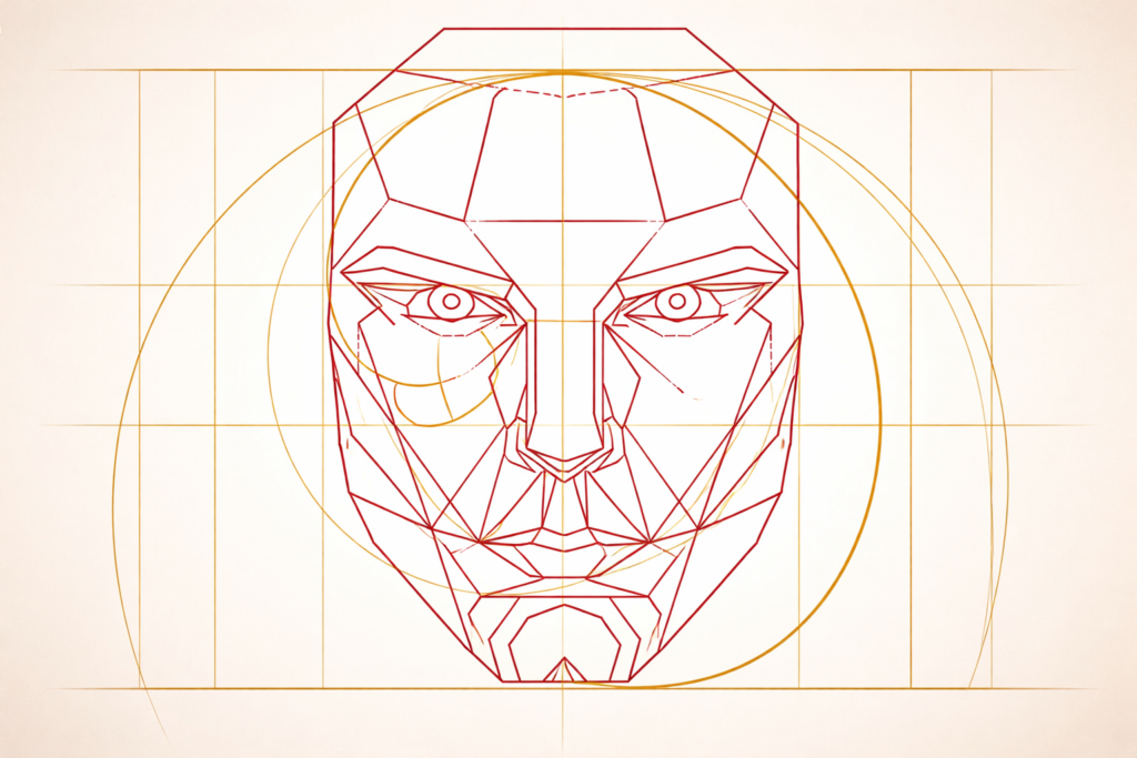 顔の黄金比と幾何学的顔のデザイン
