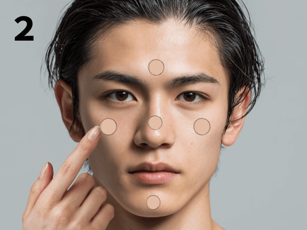 BBクリームを塗っている男性