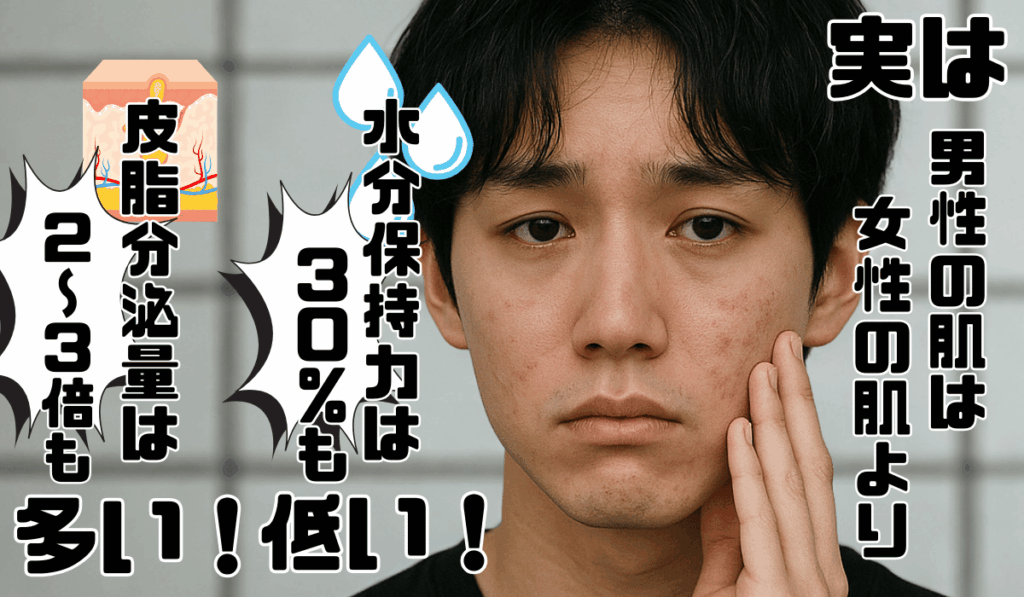 メンズ特有の「皮脂・汗が多い肌構造」に困っている男性