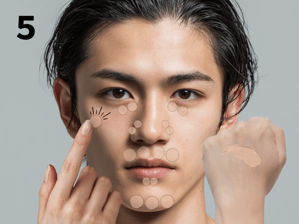 BBクリームを塗っている男性