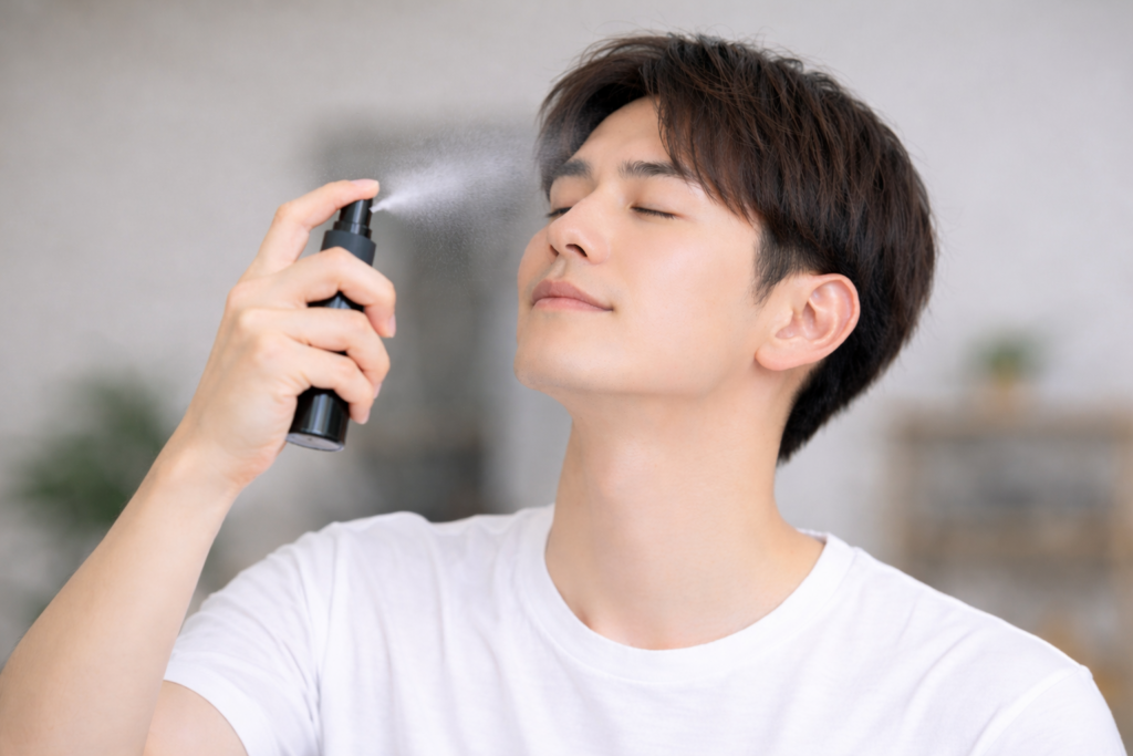 キープミストを使用している男性