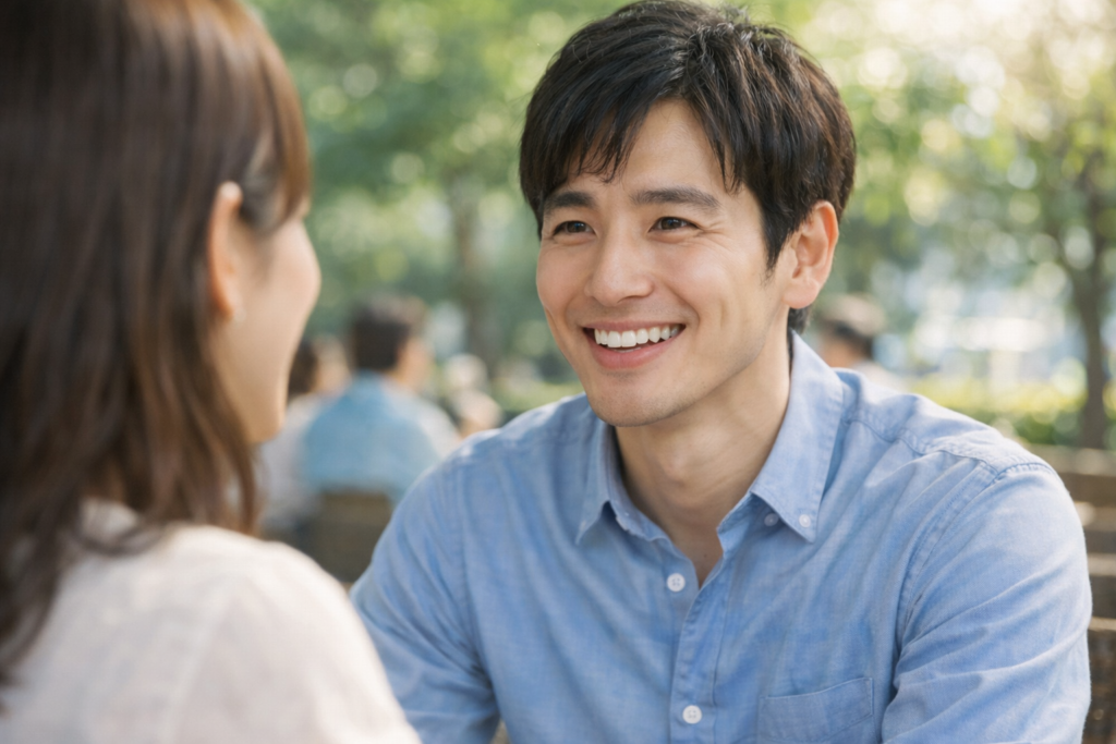 微笑んでいる男性