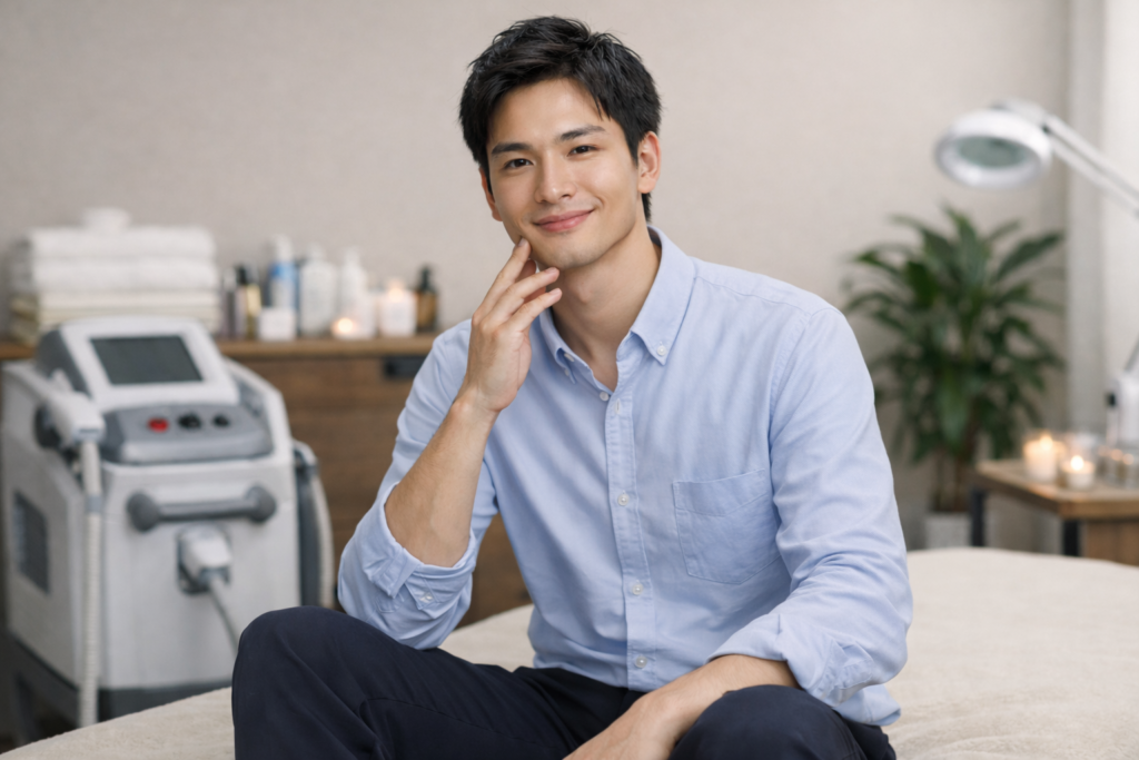 脱毛サロンにいる男性