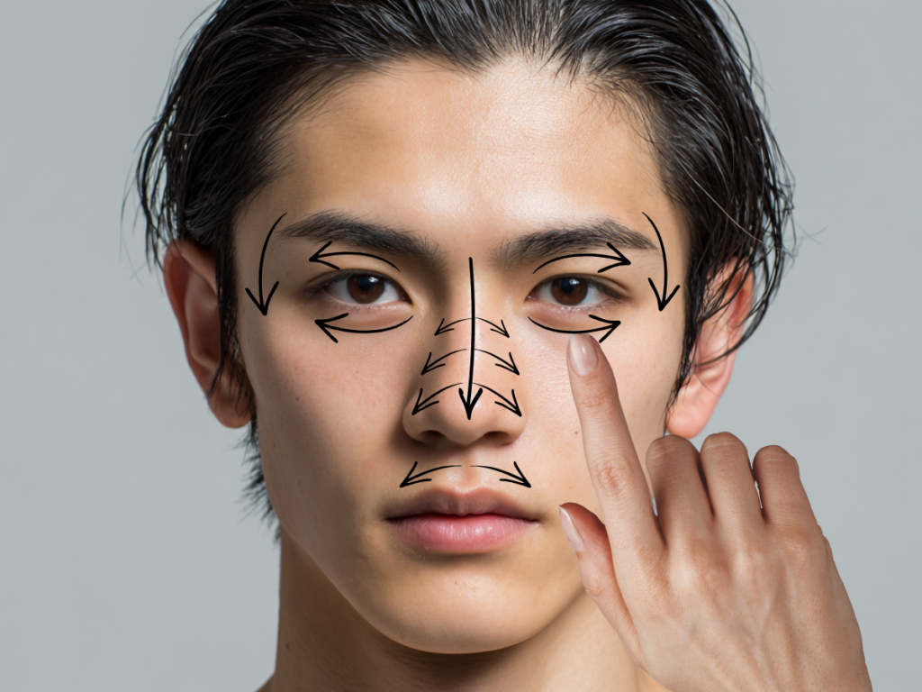 BBクリームを顔に広げる