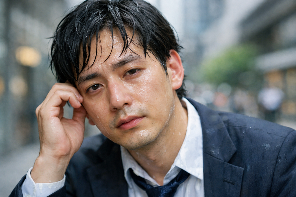 「ベタついて見える」「疲れて見える」男性